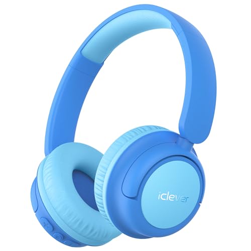 iClever Bluetooth kopfhörer Kinder, 60 Std Akku, 74/85 dBA Lautstärkebegrenzung, Stereo-Sound, Typ-C, Bluetooth5.4, Kabellos Kinderkopfhörer Over Ear mit Mikrofon für Tablet/Reisen von iClever