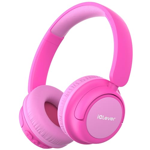 iClever Bluetooth kopfhörer Kinder, 60 Std Akku, 74/85 dBA Lautstärkebegrenzung, Stereo-Sound, Typ-C, Bluetooth5.4, Kabellos Kinderkopfhörer Over Ear mit Mikrofon für Tablet/Reisen von iClever
