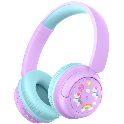 iClever Bluetooth kopfhörer Kinder, 60 Std Akku, 74/85 dBA Lautstärkebegrenzung, Stereo-Sound, Typ-C, Bluetooth5.4, Kabellos Kinderkopfhörer Over Ear mit Mikrofon für Tablet/Reisen von iClever