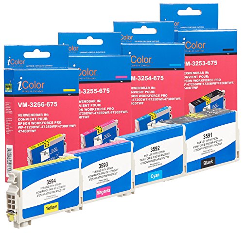 iColor Patrone Ersatz: Tinten-Patronen-Multipack T3596 / 35XL für Epson-Drucker, BK/C/M/Y (Druckerpatronen Multipacks, Workforce Pro Wf 4720dwf, Epson, kompatible Tintenpatronen Tintenstrahldrucker) von iColor