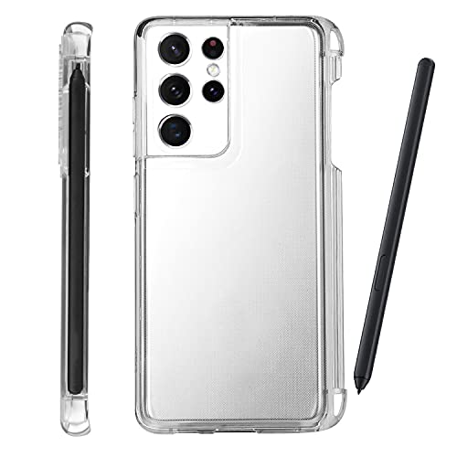 iCoverCase für Samsung Galaxy S21 Ultra Clear Hülle mit S Pen Halter, Flexible Weiche TPU Transparent Vollschutzhülle (Klar) von iCoverCase