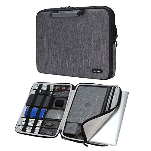 iCozzier 15-15,6 Zoll Notebook Hülle Sleeve Tasche mit Griffen/Multifunktionale Aufbewahrungs Zubehörtasche für 15 Zoll Laptop/Ultrabook/Notebook/Netbook/MacBook - Grau von iCozzier