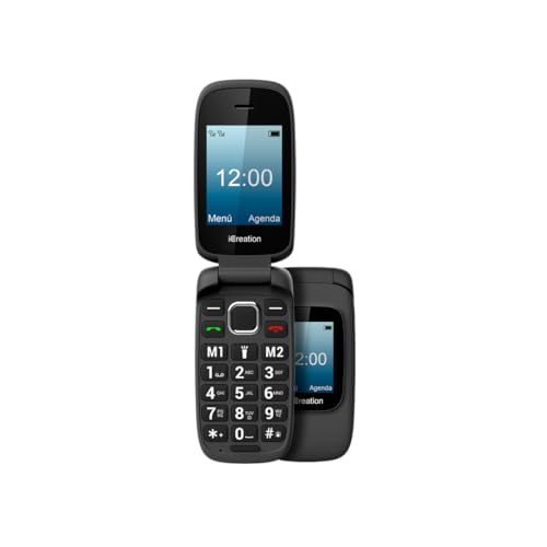iCreation C30 - Schwarzes Klapphandy mit Dual-Display (2,4" + 1,77"), großen Tasten und Ziffern, 2 Direktspeichern, Bluetooth, großem 800mAh Akku, USB-C und Dual-SIM von iCreation
