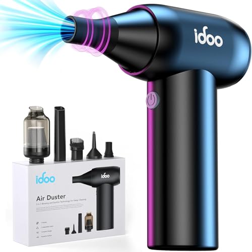 iDOO Elektrische Staubgebläse, 2 in 1 Druckluftspray Staubgebläse und Handstaubsauger Compressed Air Duster PC Reinigungsset für Laptop, Grafikkarte, Elektronik, Sofa, Auto zubehör Innenraum von iDOO