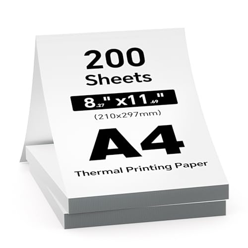 iDRPT 200 Blatt Druckerpapier A4 für Tragbare Drucker, Thermodrucker Papier 8.27 „X11.69“, 210x297mm, Kompatibel Mit Einer Breiten Palette von A4 Thermodruckern iDRPT 200 Blatt Druckerpapier A4 für Tragbare Drucker, Thermodrucker Papier 8.27 „X11.69“, 210x297mm, Kompatibel Mit Einer Breiten Palette von A4 Thermodruckern von iDPRT
