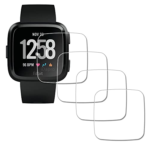 iDaPro Displayschutz Folie für Fitbit Versa Lite Edition/Fitbit Versa Smartwatch Screen Protector schutzfolie 9H Härte Gehärtetes Glas Einfache Installation [4 Stück] von iDaPro