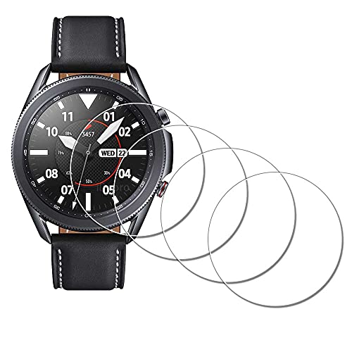 iDaPro [4Pcs Displayschutz schutzfolie für Samsung Galaxy Watch 3 45 mm,Hartglas,9H Härte Glas,Kratzfest,Blasenschutz,Anti-Fingerabdruck,Einfache Installation von iDaPro