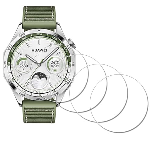 iDaPro Displayschutz schutzfolie für Huawei Watch GT 4 GT4 46mm 【 4 Stück】, gehärtetes Glas, kratzfest, blasenfrei, einfache Installation von iDaPro
