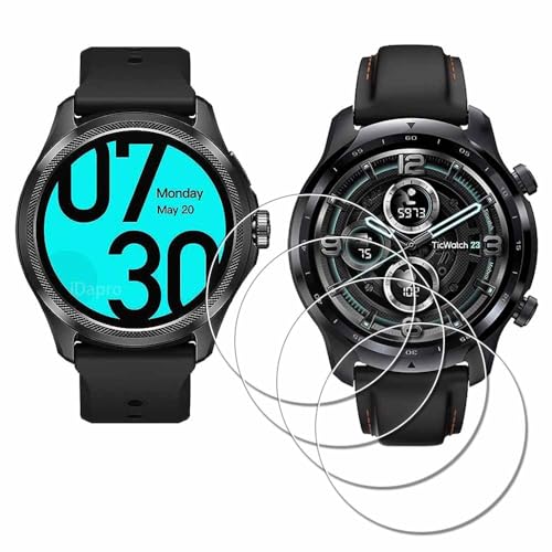 iDaPro Displayschutz schutzfolie für TicWatch Pro 3 Ultra/TicWatch Pro3 Smartwatch [4 Stück] Screen Protector Folie 9H Härte Gehärtetes Glas Einfache Installation von iDaPro