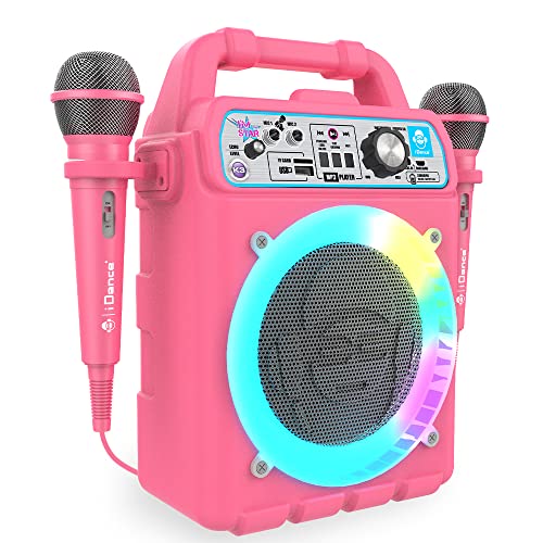 iDance K3v2 (PK) IMTHESTAR Bluetooth-Lautsprecher Karaoke + 2 Mikrofone + USB MP3-Player + LEDs von iDance