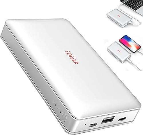 iDiskk 2 TB (2000GB) Externe iPhone-Festplatte für iPhone/iPad mit 10.000 mAh Powerbank, 2-in-1 MFi-zertifizierter HDD iPhone Lightning USB-Fotostick für iOS Type-C/Android-Handys Mac und PCs von iDiskk