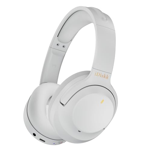 iDiskk ANC Hybrid-Kopfhörer Mit Aktiver Geräuschunterdrückung, Kabellose Bluetooth-Over-Ear-Kopfhörer, Mit Mikrofon Und Tiefem Bass, Hi-Fi-Audio (Grau) von iDiskk