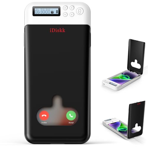 iDiskk Telefonschlossbox, Telefongefängnis, Timer-Lockbox für Android-Handy/iPhone (max. 6,7 Zoll), Selbststeuerung, zeitgesteuerte Schließfachbox für Telefon-Ergänzung/Versuchung (schwarz) von iDiskk