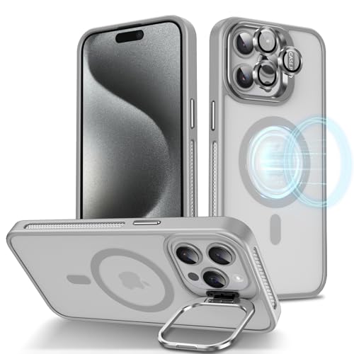 iDoer für iPhone 15 Pro Hülle kompatibel MagSafe,Versteck Ständer Handyhülle,mit Kamera Schutzfolie,Dünn Magnetische Schutzhülle,Apple 15 Pro Case Matte,Grau iDoer für iPhone 15 Pro Hülle kompatibel MagSafe,Versteck Ständer Handyhülle,mit Kamera Schutzfolie,Dünn Magnetische Schutzhülle,Apple 15 Pro Case Matte,Grau von iDoer