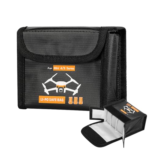 iEago RC Mini 4 Pro Lipo Safe Bag für DJI Mini 4 Pro/Mini 3 Pro Akku Tasche Feuerfest Sicherheitstasche Aufladen Reisesicherheits Tragetasche Battery Case Zubehör(für 3 Akkus) von iEago RC