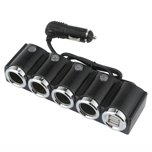 iFCOW 120W Autoladegerät Zigarettenanzünder, 4 Steckdosen Auto Zigarettenanzünder Splitter 12V-24V Multi Socket Dual USB Plug Autoladegerät von iFCOW