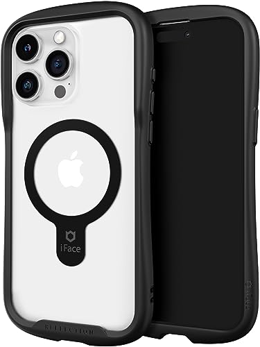 iFace Klar kompatibel mit iPhone 15 Pro Max Hülle – [Reflexion] (kompatibel mit MagSafe) gehärtetes Glas Grip Bumper Handyhülle – Schwarz von iFace