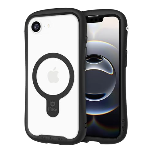 iFace Klar Kompatibel mit iPhone 16e Hülle - [Reflexion] (kompatibel mit MagSafe) Gehärtetes Glas Grip Bumper Handyhülle - Schwarz von iFace