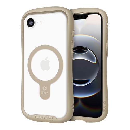 iFace Klar kompatibel mit iPhone 16e Hülle - [Reflexion] (kompatibel mit MagSafe) gehärtetes Glas Grip Bumper Handyhülle - Beige von iFace