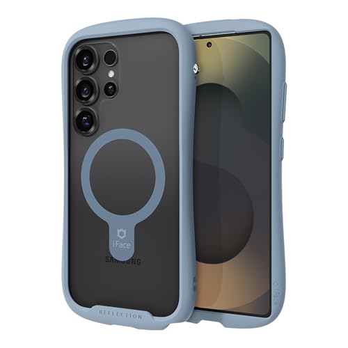 iFace Kompatibel mit Samsung Galaxy S25 Ultra – transparente Hülle [Reflexion] [MagSynq] kompatibel mit MagSafe gehärtetes Glas, Stoßschutz, robustes, einzigartiges Design, Handyhülle, Hellblau von iFace