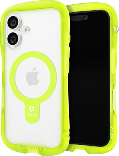 iFace Kompatibel mit iPhone 16 Plus Hülle [Reflection Neo MagSynq] (kompatibel mit MagSafe), gehärtetes Glas, Stoßschutz, robustes, einzigartiges Design, klare Handyhülle, Neongelb von iFace