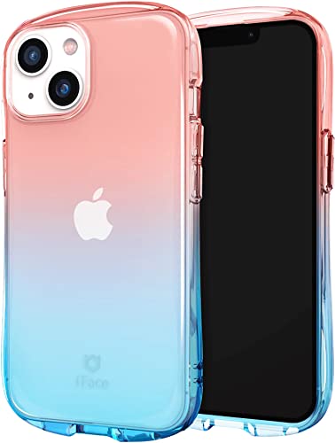 iFace Ombre Clear Case mit Griff für iPhone 14 (6,1 Zoll) [Look in Lolly Serie] Stoßfest Transparent Farbverlauf Schutzhülle [Fallgetestet] [Kabelloses Laden kompatibel] – Strawberry Aqua von iFace