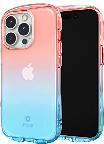 iFace Ombre Clear Case mit Griff für iPhone 14 Pro (6,1 Zoll) [Look In Lolly Serie] Stoßfest Transparent Farbverlauf Schutzhülle [Fallgetestet] [Wireless Charging Compatible] - Strawberry Aqua von iFace