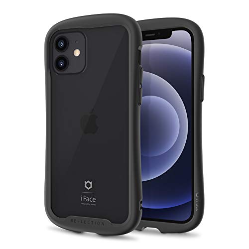 iFace Reflection Designed for iPhone 12 Pro/iPhone 12 (6,1 Zoll) - Cute Shockproof Hybrid [9H Tempered Glass + Bumper] Clear Case - Black von iFace