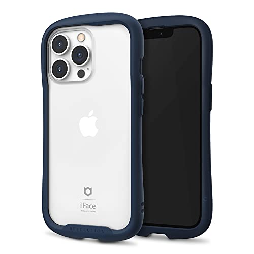 iFace Reflection Designed for iPhone 13 Pro (6.1") – Cute Shockproof Hybrid [9H Tempered Glass + Bumper] Wireless Charging Compatible Clear Case - Navy von iFace