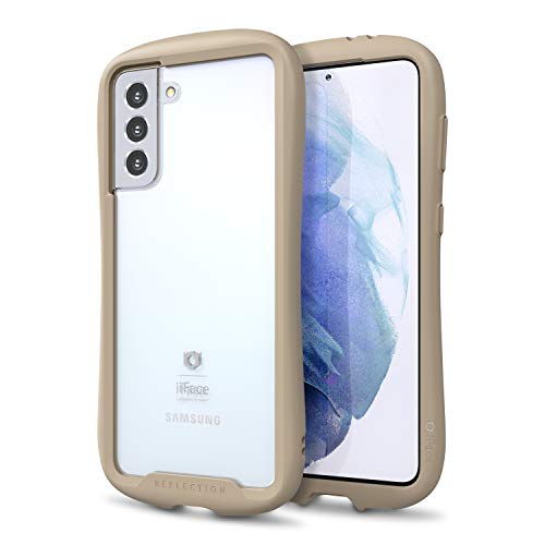 iFace Reflection entworfen für Samsung Galaxy S21 Plus - Niedlicher stoßfester Hybrid [9H gehärtetes Glas + Stoßstange] Hülle kompatibel mit drahtlosem Aufladen - Beige von iFace