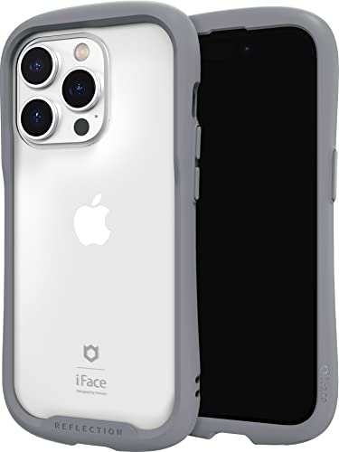 iFace Reflexion Entworfen für iPhone 14 Pro Hülle (6,1 Zoll) - Niedliches stoßfestes Hybrid [9H gehärtetes Glas + Stoßdämpfer] Kabelloses Laden Kompatibel Klare Schutzhülle für Mädchen, Frauen - Grau von iFace