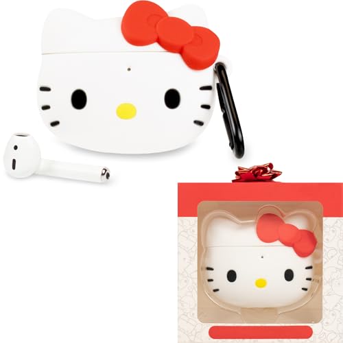 iFace Sanrio Niedliche Silikon-Schutzhülle für AirPods 1/2 Hülle [Karabiner-Clip im Lieferumfang enthalten] [kabelloses Laden kompatibel] – Hello Kitty von iFace
