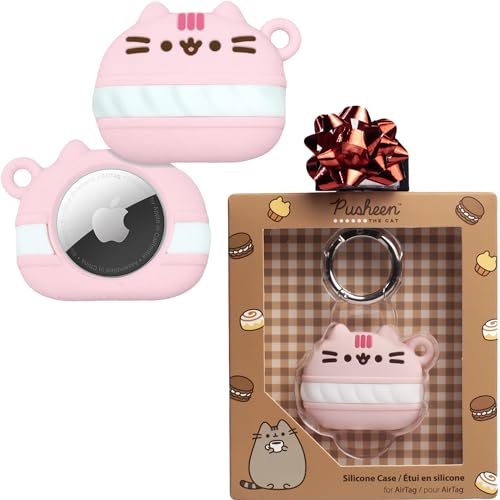 iFace x Pusheen Café Series Silikon-Schutzhülle für Apple AirTags [niedliche Charakterhülle] [Karabiner-Schlüsselanhänger-Clip im Lieferumfang enthalten] – Macaron von iFace