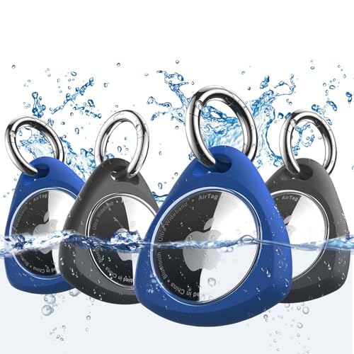 iFalarila wasserdichte Hülle mit Schlüsselanhänger für AirTag - Stoßfest, Kratzfest TPU Schutzhülle mit Frontabdeckung, Rundumschutzer Anhänger, Case, Zubehör für Apple Air Tag - 2*Schwarz + 2*Blau iFalarila wasserdichte Hülle mit Schlüsselanhänger für AirTag - Stoßfest, Kratzfest TPU Schutzhülle mit Frontabdeckung, Rundumschutzer Anhänger, Case, Zubehör für Apple Air Tag - 2*Schwarz + 2*Blau von iFalarila