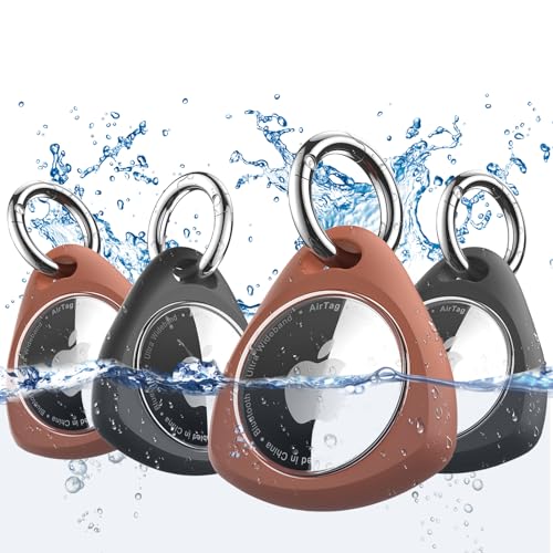 iFalarila wasserdichte Hülle mit Schlüsselanhänger für AirTag - Stoßfest, Kratzfest TPU Schutzhülle mit Frontabdeckung, Rundumschutzer Anhänger, Case, Zubehör für Apple Air Tag - 2*Schwarz + 2*Braun iFalarila wasserdichte Hülle mit Schlüsselanhänger für AirTag - Stoßfest, Kratzfest TPU Schutzhülle mit Frontabdeckung, Rundumschutzer Anhänger, Case, Zubehör für Apple Air Tag - 2*Schwarz + 2*Braun von iFalarila