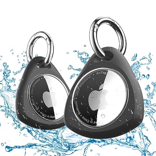iFalarila wasserdichte Hülle mit Schlüsselanhänger für AirTag - Stoßfest, Kratzfest TPU Schutzhülle mit Frontabdeckung, Rundumschutzer Anhänger, Case, Zubehör für Apple Air Tag - 2er Pack (Schwarz) iFalarila wasserdichte Hülle mit Schlüsselanhänger für AirTag - Stoßfest, Kratzfest TPU Schutzhülle mit Frontabdeckung, Rundumschutzer Anhänger, Case, Zubehör für Apple Air Tag - 2er Pack (Schwarz) von iFalarila