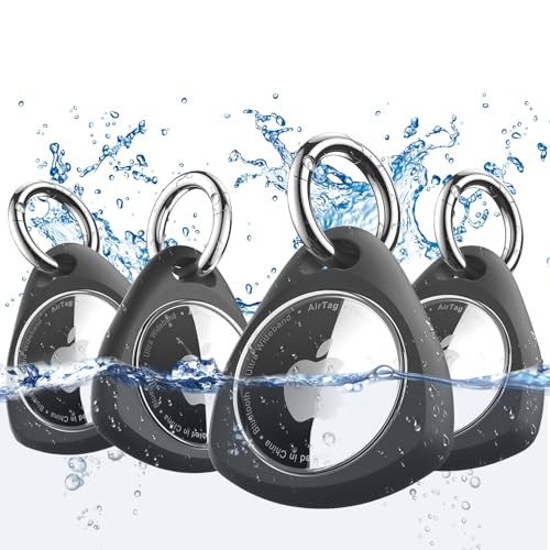 iFalarila wasserdichte Hülle mit Schlüsselanhänger für AirTag - Stoßfest, Kratzfest TPU Schutzhülle mit Frontabdeckung, Rundumschutzer Anhänger, Case, Zubehör für Apple Air Tag - 4er Pack (Schwarz) iFalarila wasserdichte Hülle mit Schlüsselanhänger für AirTag - Stoßfest, Kratzfest TPU Schutzhülle mit Frontabdeckung, Rundumschutzer Anhänger, Case, Zubehör für Apple Air Tag - 4er Pack (Schwarz) von iFalarila