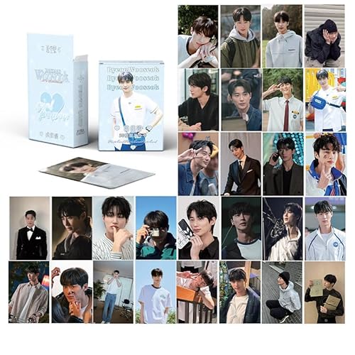 iFii 50pcs Byeon Woo-Seok Lomo Cards Lovely Runner Fotokarten, 6 x 9 cm Premium Laser Karten - Karten mit Postkarten Box für Fans von iFii