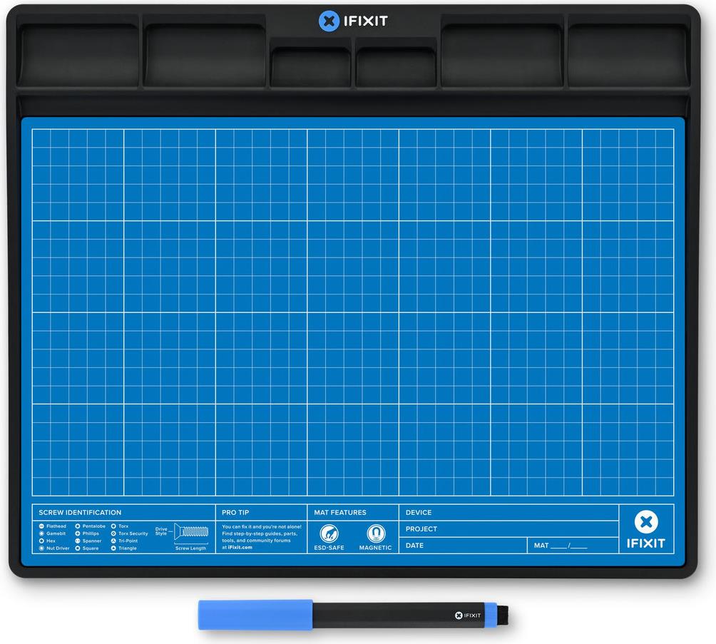 iFixit FixMat. Typ: Magnetmatte, Beste Verwendung: Universal, Werkzeuge enthalten: Stift. Länge (mm): 300 mm, Breite: 250 mm, Höhe: 11 mm. Anzahl Werkzeuge: 1 Werkzeug (EU145491-1) von iFixit