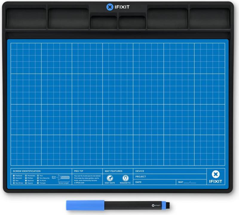 iFixit FixMat. Typ: Magnetmatte, Beste Verwendung: Universal, Werkzeuge enthalten: Stift. Länge (mm): 300 mm, Breite: 250 mm, Höhe: 11 mm. Anzahl Werkzeuge: 1 Werkzeug (EU145491-1) von iFixit