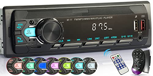 iFreGo 7 Farben Autoradio mit Bluetooth Freisprecheinrichtung, 1 Din Radio Bluetooth USB/TF/MP3 Player/AUX in, FM Radio mit Lenkradfernbedienung/Fernbedienung,RDS, Schnellladefunktion von iFreGo