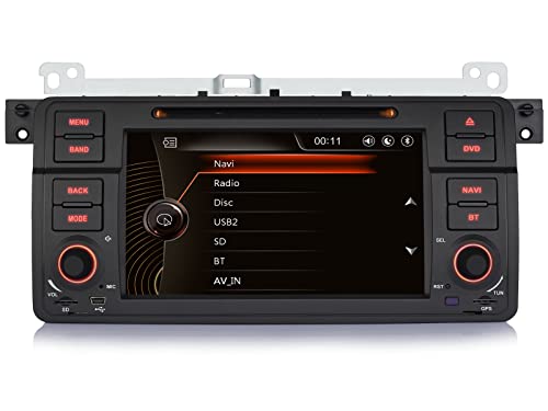 iFreGo 7 Zoll 1 Din Touchscreen Autoradio für BMW 3 E46, Autolink Radio, FM AM Radio GPSNavigation, DVD CD Player, Autoradio unterstützt Bluetooth 5.0 Lenkradsteuerung, SD RDS, Rückfahrkamera von iFreGo