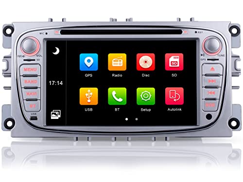 iFreGo 7 Zoll 2 Din Autoradio, Radio mit CD DVD, FM Radio, GPS Navigation, Autoradio Bluetooth, Radio, Radio Für Ford Mondeo Focus (2008-2011), S-Max (2008-2013),unterstützt Lenkradsteuerung von iFreGo
