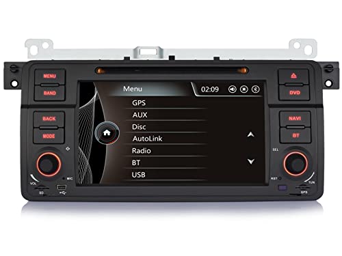 iFreGo Autoradio, 7 Zoll 1 Din Radio Kompatibel Für BMW 3er E46, Autoradio mit Bluetooth,AM/FM Radio Unterstützt DVD/CD,Navigation,Lenkradsteuerung,Ruckfahrkamera,inklusive GPS Karte von iFreGo