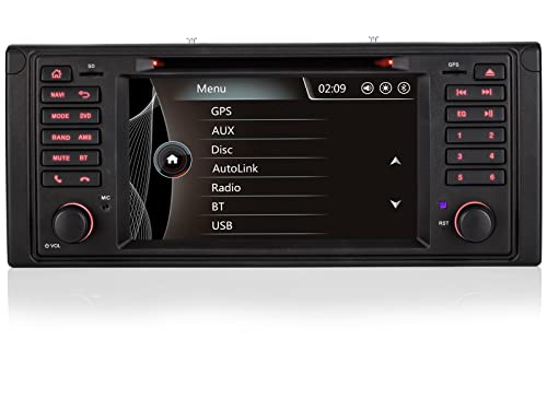 iFreGo Autoradio mit Bluetooth, 7 Zoll 1 Din Radio Für BMW E39 (5er, M5) E53 (X5),Radio GPS Navigation DVD CD RDS, FM Radio unterstützt Lenkradsteuerung,Ruckfahrkamera,SD Karte von iFreGo