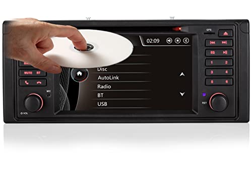 iFreGo Autoradio mit Bluetooth, 7 Zoll 1 Din Radio für BMW E39 (5er Serie, M5) E53 (X5), GPS-Radio Navigation DVD CD RDS, FM-Radio unterstützt Lenkradsteuerung, Rückfahrkamera, SD-Karte von iFreGo