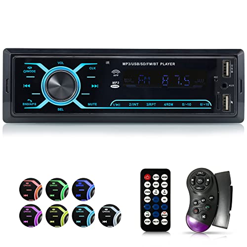 iFreGo Autoradio mit Bluetooth Freisprecheinrichtung,7 Farben Autoradio MP3 Player/FM Radio mit Fernbedienung, 1 Din Autoradio mit Bluetooth5.0 / USB/TF/AUX,Schnellladefunktion,60 W× 4 von iFreGo