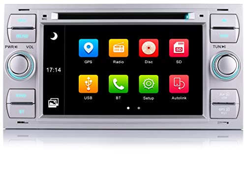 iFreGo7 Zoll 2 Din Autoradio Bluetooth Für Ford Focus/C-max/S-max/Galaxy/Fusion/Transit/Connect,GPS Navigation, Touchscreen FM Radio unterstützt Lenkradsteuerungs,USB,RDS,DVD,CD,7 Farben von LED Licht von iFreGo