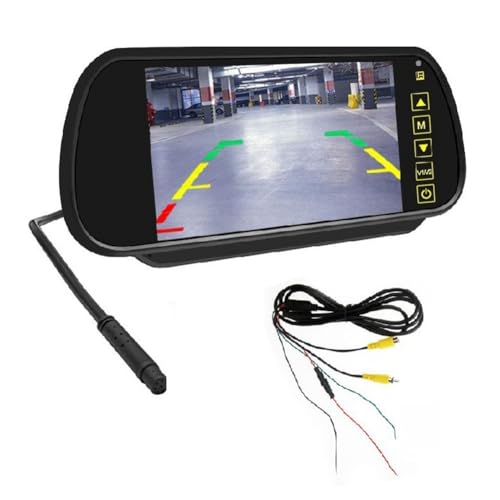 iFutniew 17,8 cm (7 Zoll) Auto-LCD-Spiegel-Monitor, Parkbildschirm, 2 AV-Eingang, Auto-Display-Assistent für Rückfahrkamera, einfach zu bedienen, feine Verarbeitung von iFutniew
