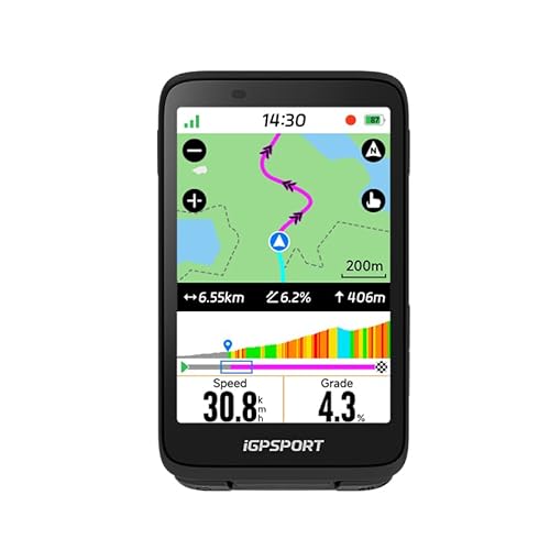 iGPSPORT BiNavi Fahrradcomputer Kabellos, 3,5'' Touch Screen Musiksteuerung Gruppenfahrten Bluetooth ANT+ GPS Fahrrad Navi von iGPSPORT